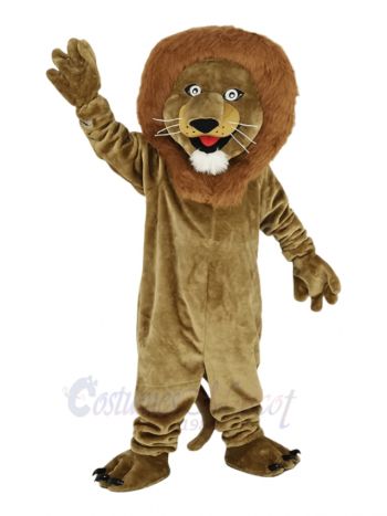 Brown Smiling Lion Mascot Costume Animal