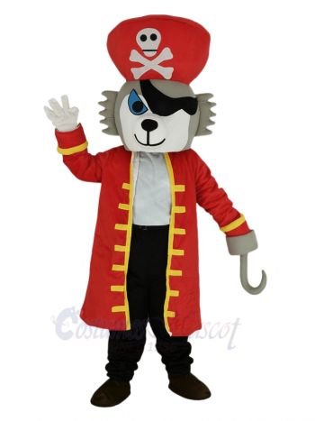 Pirate Wolf in Red Coat Mascot Costume Animal