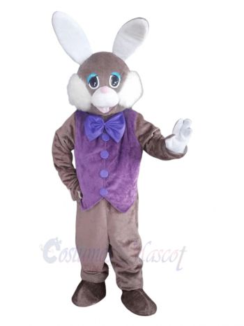 Easter Bunny Rabbit in Purple Vest Mascot Costume Animal