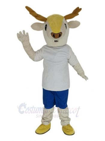 Brown Deer in White Clothes Mascot Costume Animal