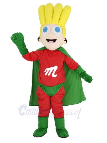 Super Boy with Green Cape Mascot Costume People