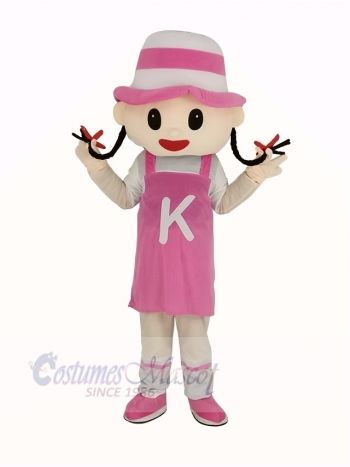  Pink Hat Girl Mascot Costume People