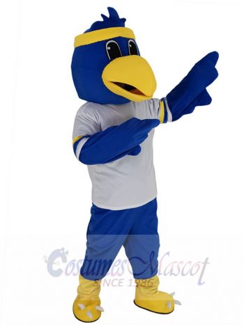 Blue Falcon Eagle Mascot Costume Animal in White T-shirt