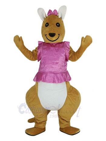 Pink Dress Kangaroo Mascot Costume Animal