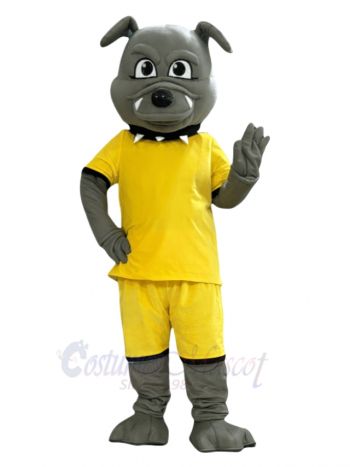 Bulldog in Yellow Jersey Mascot Costume