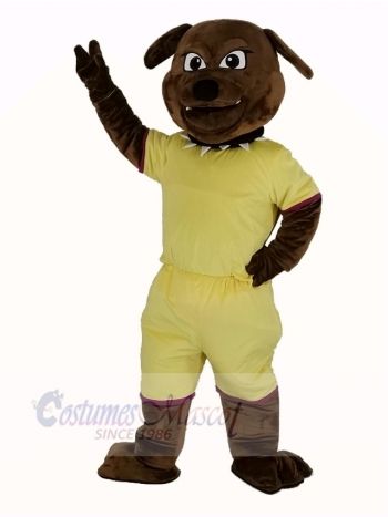 Brown Bulldog with Yellow Coat Mascot Costume Animal