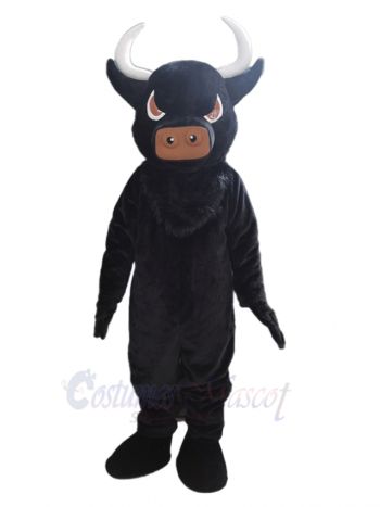 Powerful Black Bull Mascot Costume Animal