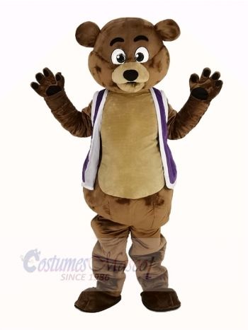 Bob Bear in Purple Vest Mascot Costume Animal