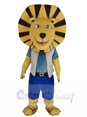 Folly Lion Mascot Costume Animal in Off White Vest