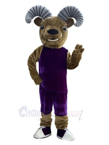 Ram in Dark Purple Vest Mascot Costume Animal