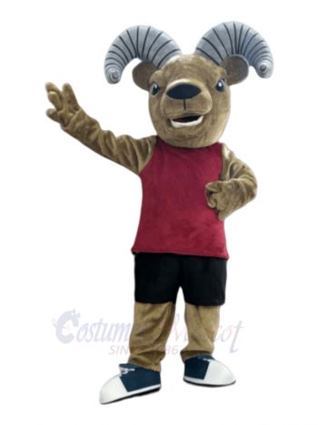 Ram in Maroon Vest Mascot Costume Animal