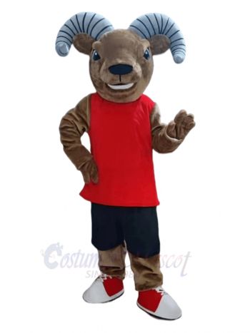 Ram in Red Vest Mascot Costume Animal