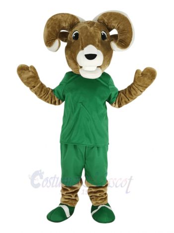 Ram with Green T-shirt Mascot Costume Animal