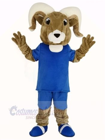 Sport Ram with Blue T-shirt Mascot Costume Animal