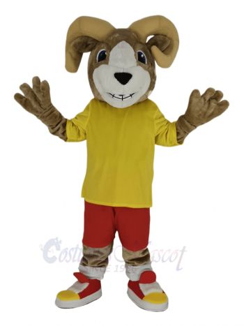 Sport Ram with Yellow T-shirt Mascot Costume Animal