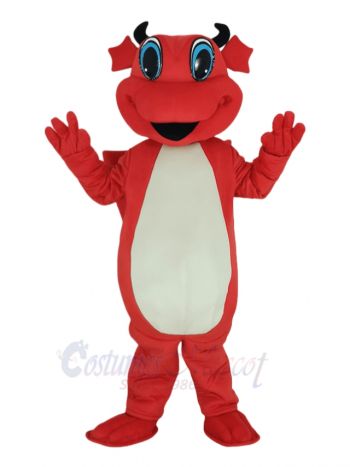 Red Dragon with White Belly Mascot Costume Animal