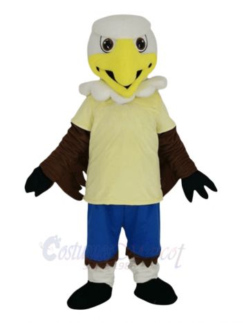 College Eagle with Yellow Jersey Mascot Costume Animal