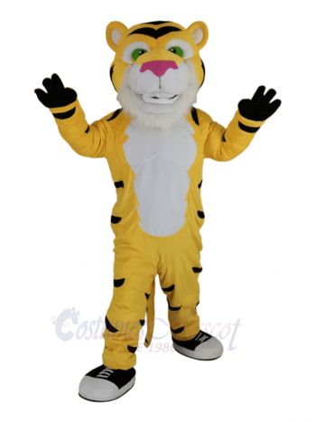 Happy Yellow Tiger Mascot Costume Animal