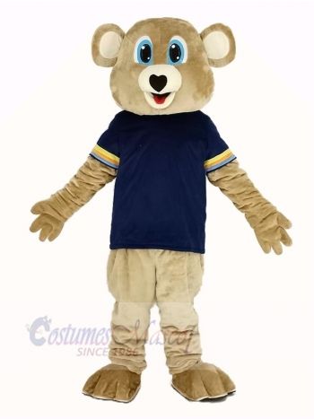 Brown Bear with Black T-Shirt Mascot Costume Animal