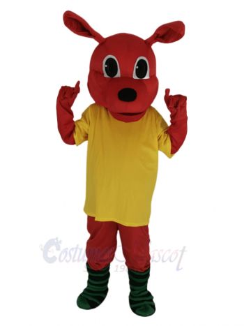 Red Kangaroo in Yellow T-shirt Mascot Costume Animal