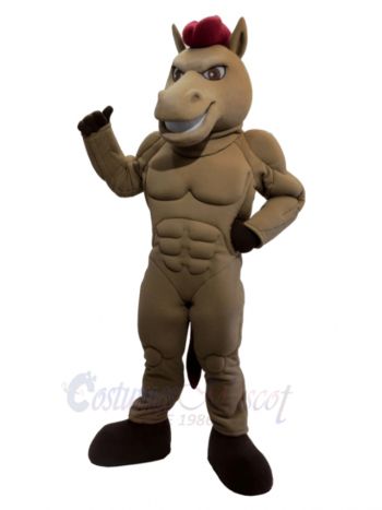 Power Brown Horse Mascot Costume