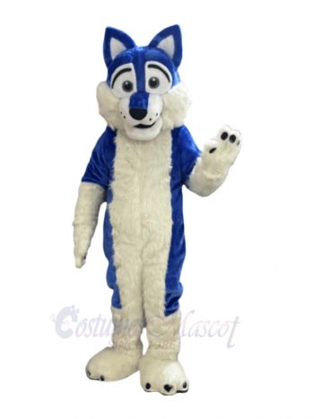 Blue Long-haired Wolf Mascot Costume Animal