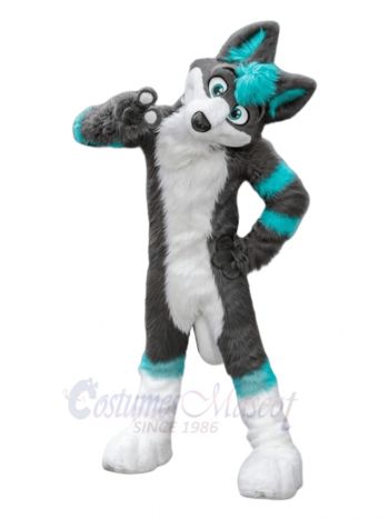 Gray and Blue Husky Dog Fursuit Mascot Costumes