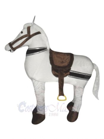 Cute White New 2 Person Horse Mascot Costume