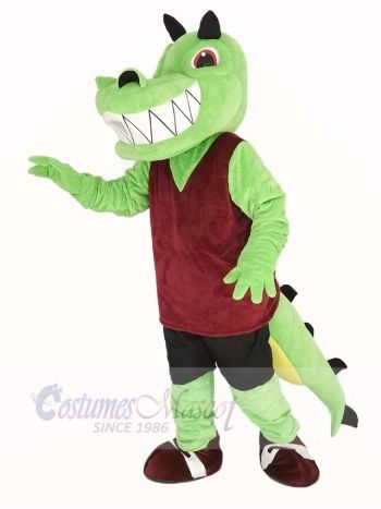 Green Crocodile with Red Vest Mascot Costume Animal