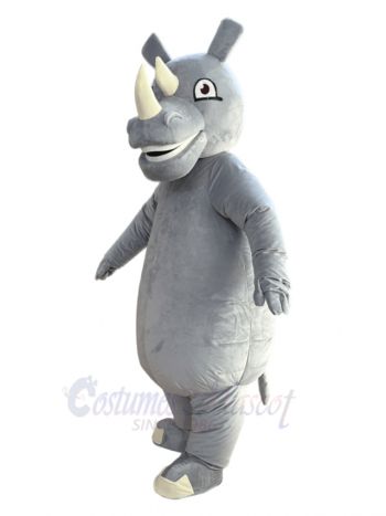 Cute Gray Rhino Mascot Costume Animal