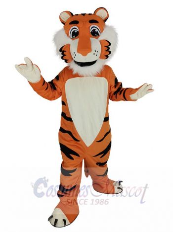 Friendly Orange Tiger Mascot Costume Animal