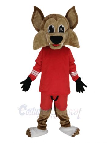 Coyote Wolf in Red Tracksuit Mascot Costume Animal