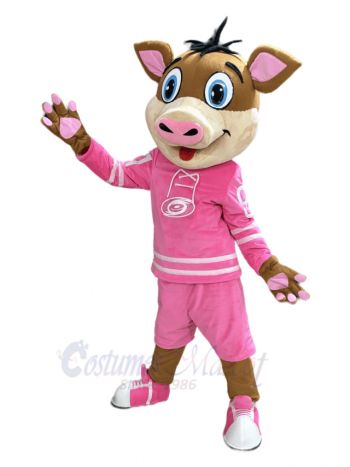 Sports Team Pink Boar Hog Mascot Costume Animal