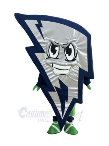 Silver Angular Lightning Mascot Costume