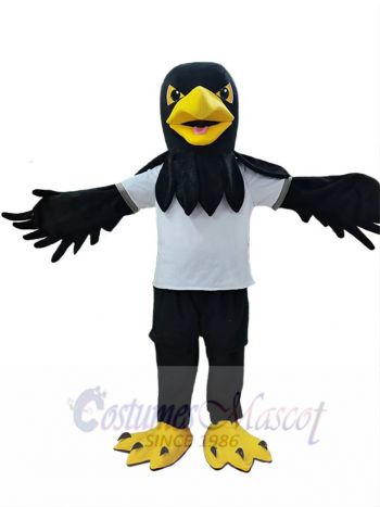 White T-shirt Black Hawk Mascot Costume Animal