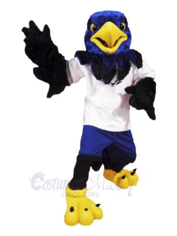 Blue Hawk with Black Wings Mascot Costumes