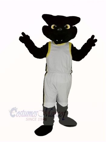 Cool Black Panther with White Coat Mascot Costume Animal