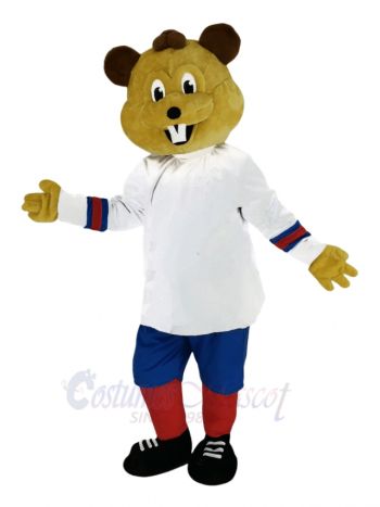 Beaver in White Coat Mascot Costume Animal