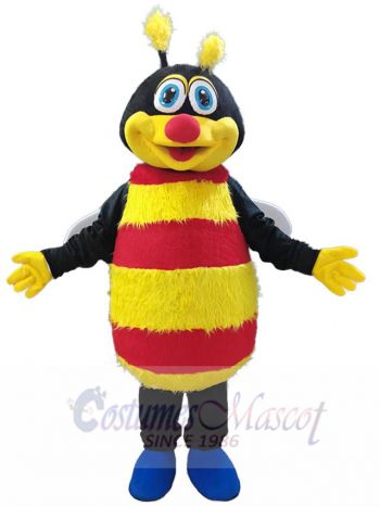 Happy Red Nose Bee Mascot Costume Insect