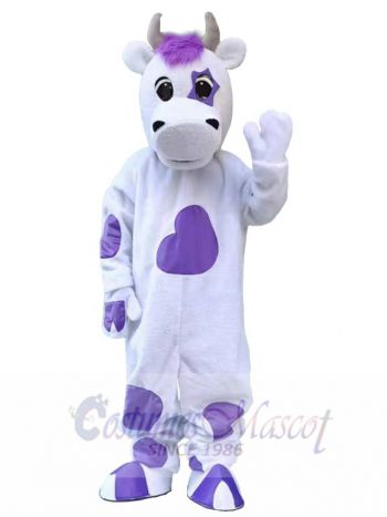 Purple Spots Cow Mascot Costume Animal