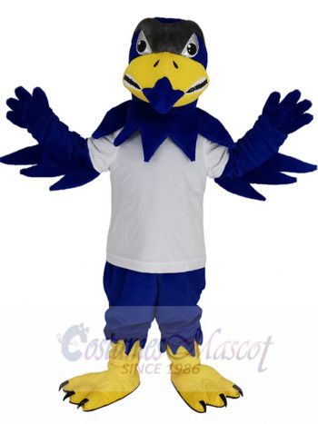 Fierce Royal Blue Falcon Bird Mascot Costume Animal