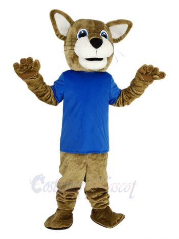 Wildcat with Blue T-shirt Mascot Costume Animal