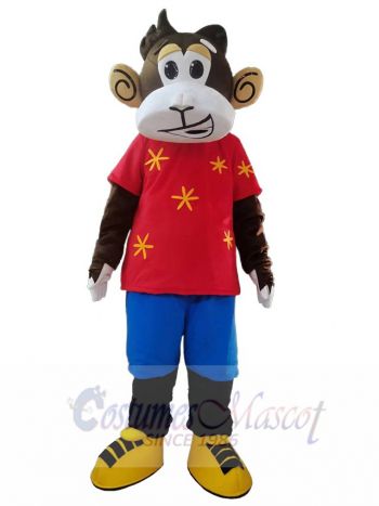 Funny Red T-shirt Monkey Mascot Costume Animal