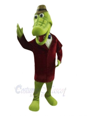 Green Crocodile with Hat Mascot Costumes