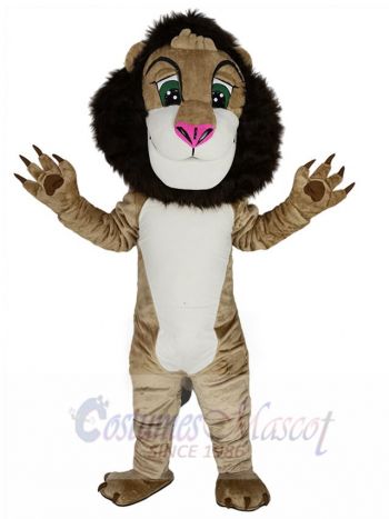 Happy Lion Mascot Costume Animal with Pink Nose