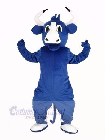 Happy Blue Bull Mascot Costume Animal