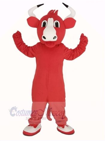 Happy Red Bull Mascot Costume Animal