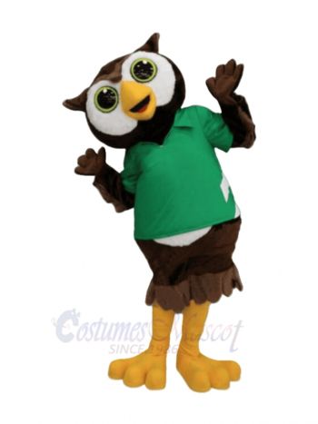 Lovely Owl with Green T-shirt Mascot Costumes