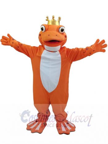 Orange Frog wear Crown Mascot Costume Animal