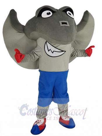 Grey Stingray Mascot Costume Marine Ocean